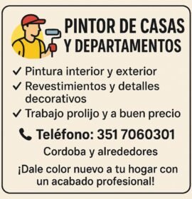 Pintor de departamentos y casas (interior y exterior)