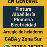 Albañilería, Plomería,Pintor.