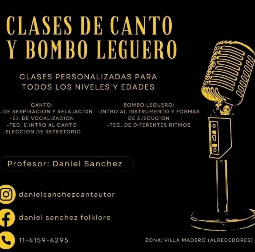 Clases de canto y bombo legüero