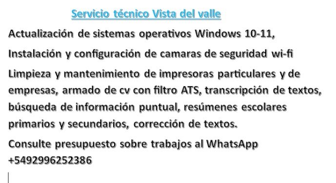 SERVICIO TECNICO VISTA DEL VALLE
