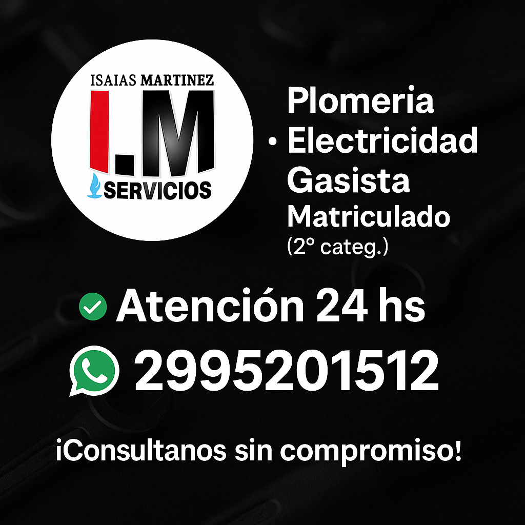 Gasista matriculado, plomero y electricidad domiciliaria