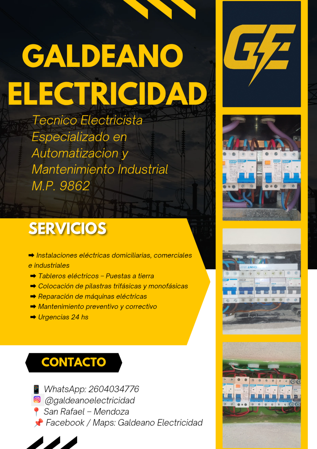 Electricista Industrial-Domiciliario-Comercial