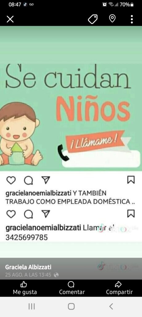 Empleada domestica..niñera y cuidar gente en sanatorios