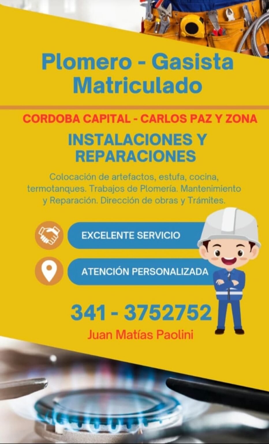 Plomero y gasista matriculado