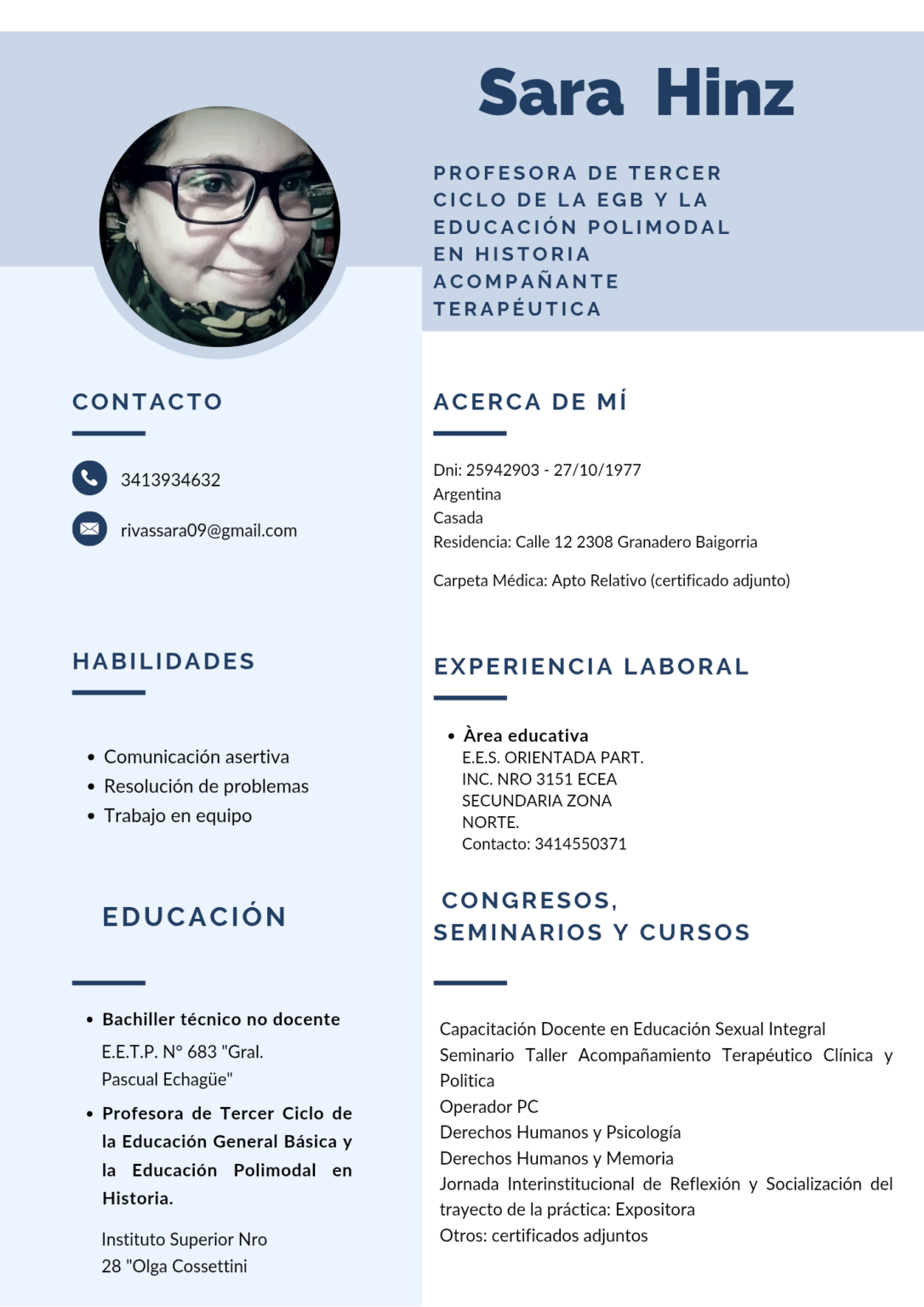 Profesora de Historia y Ciencias Sociales