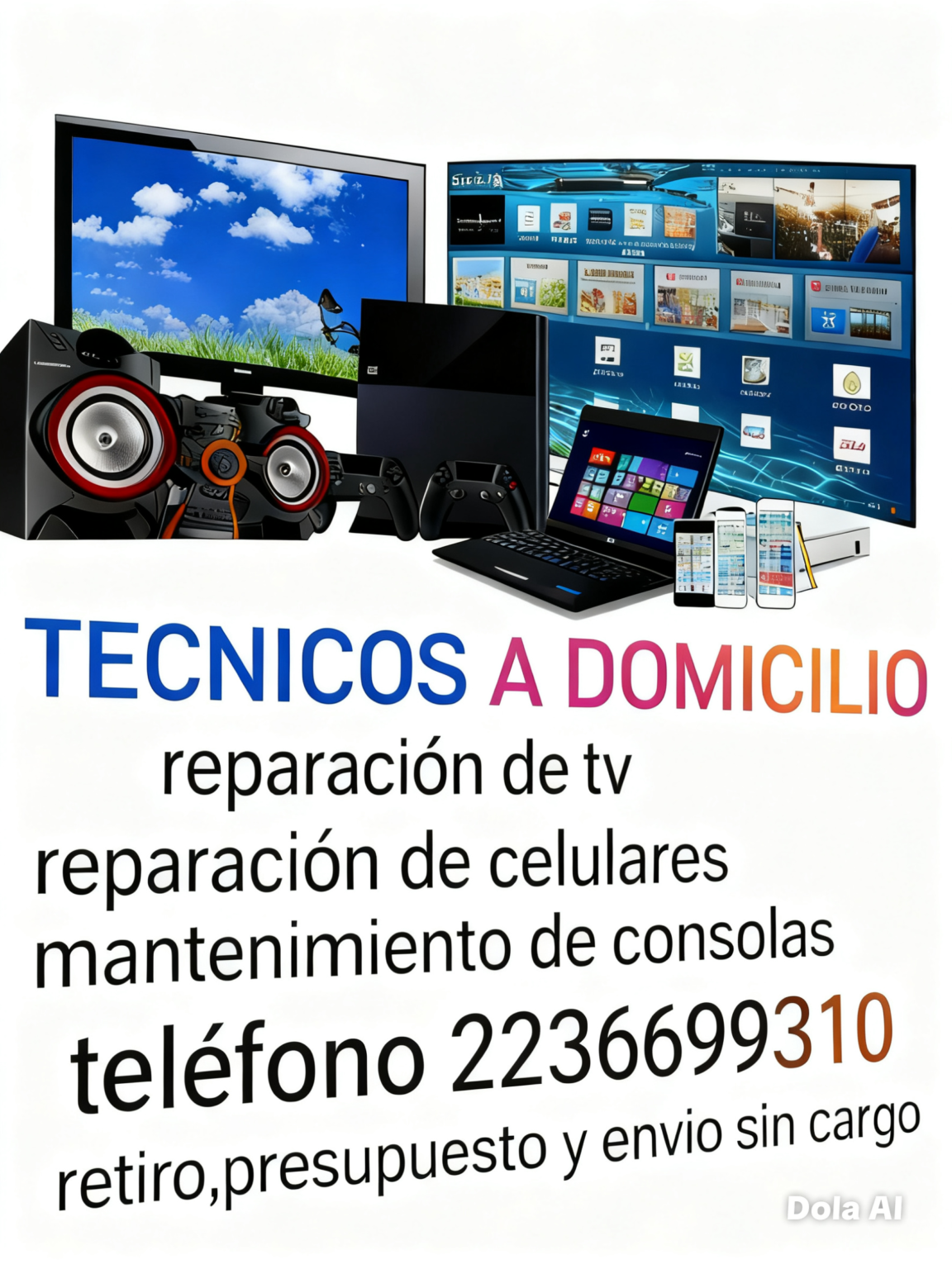 Tecnicos a domicilio, reparación de tv, celulares, electrónica en gral.