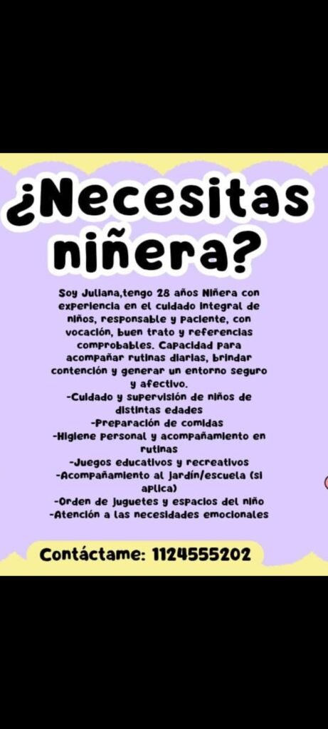 Niñera, Limpieza y cuidadora de a