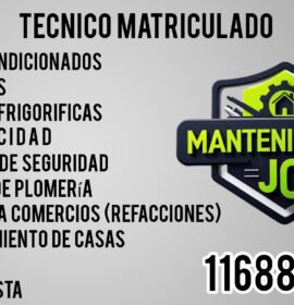 Mantenimiento, plomería, electricidad, refrigeración