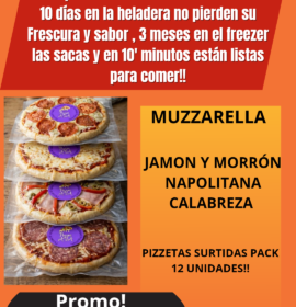 Variedad de pizzas envasadas al vacío
