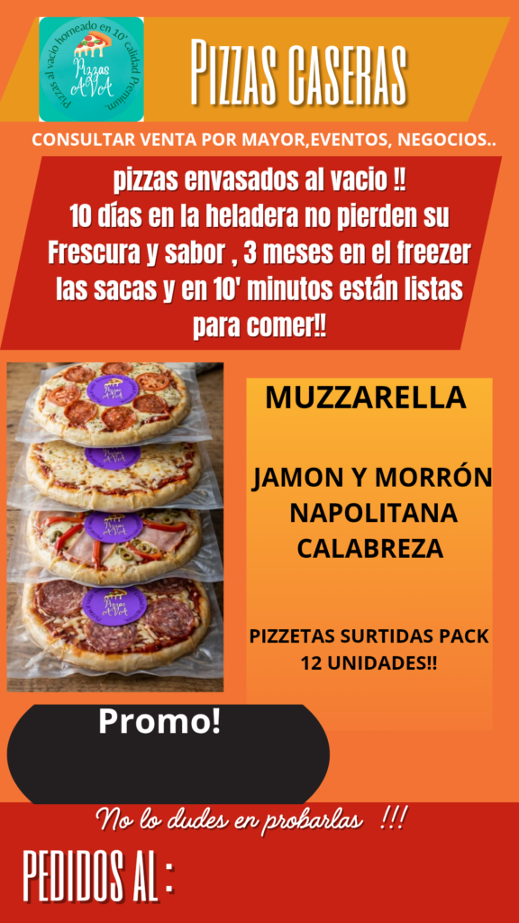 Variedad de pizzas envasadas al vacío