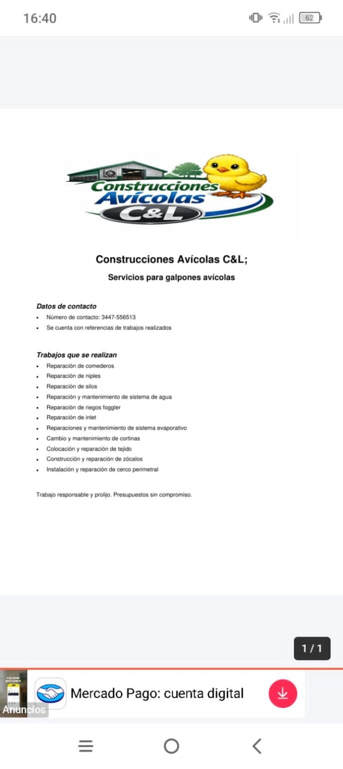 Albañilería y construcción avicola