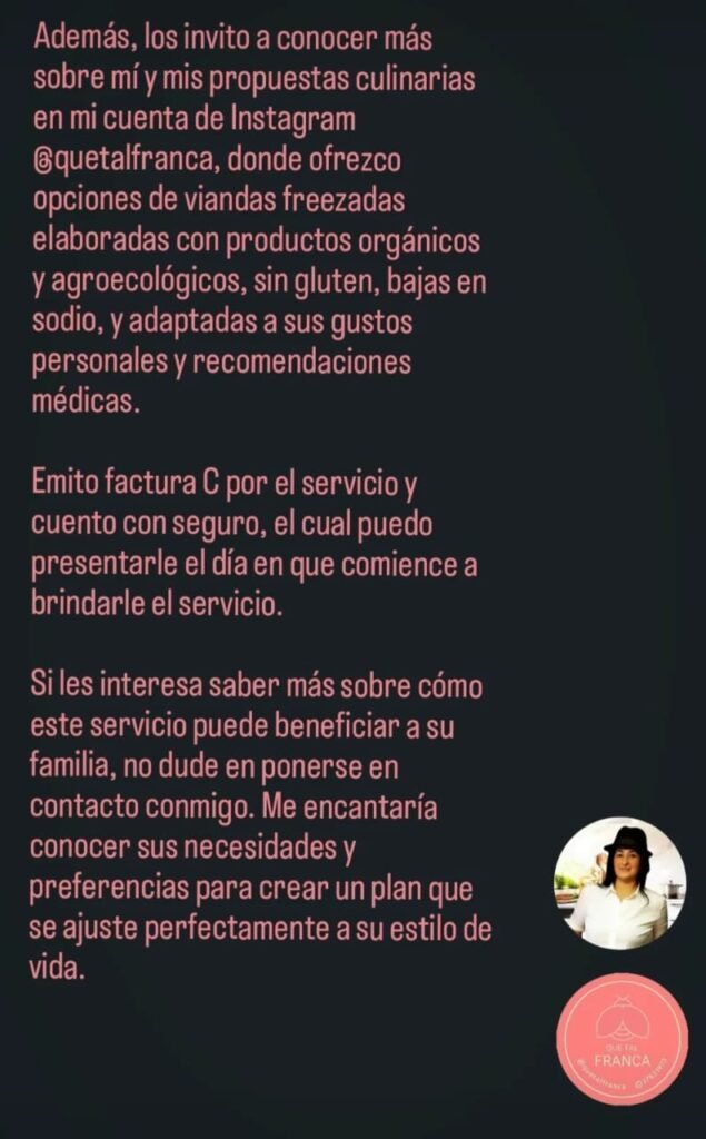 COCINERA Y VIANDAS A DOMICILIO EN