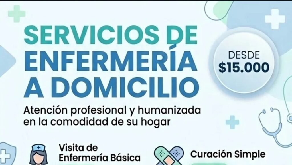 Enfermería a domicilio $15 /hs