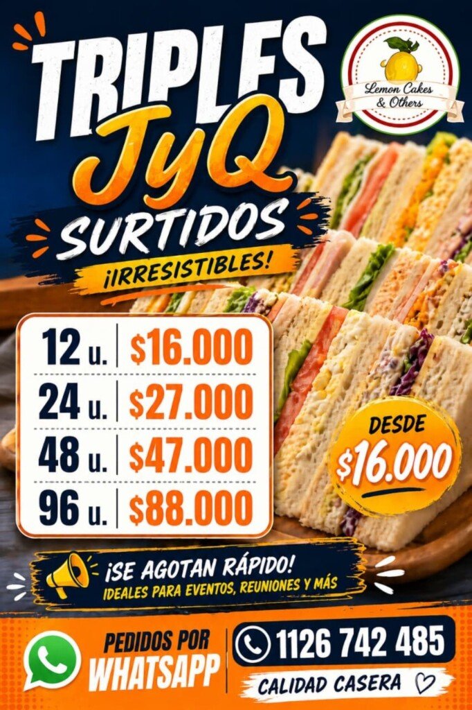 Sanguches de miga, tartas y torta