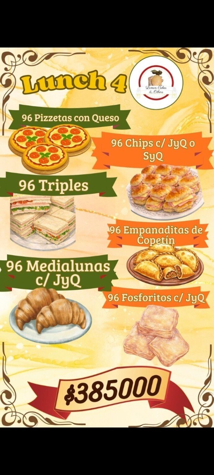 Sanguches de miga, tartas y torta